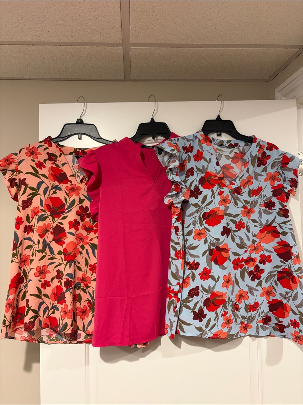 Set of 3 Women’s Flutter Sleeve Blouses